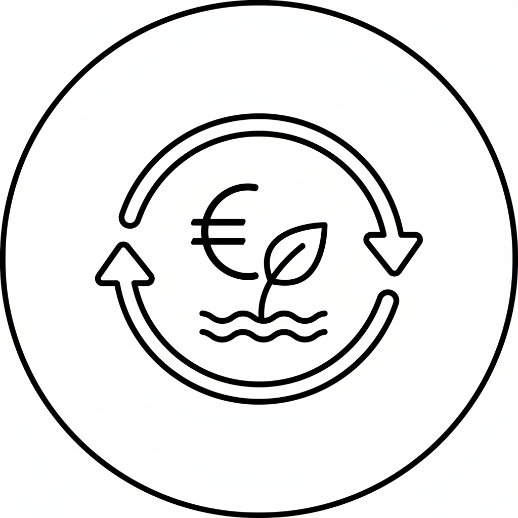 ICONA SOSTENIBILITA ECONOMICA IN BIANCO E NERO